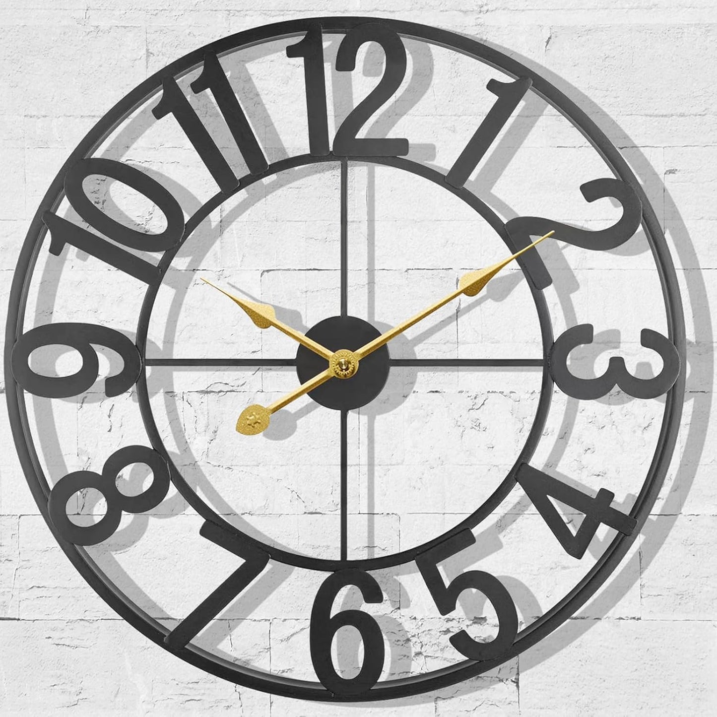 Large Outdoor Clock, 30 Inch Silent Non-Ticking Battery Operated Outdoor Wall Clock, Black Modern Metal Wall Clock for Patio, Porch, Pool Area, Kitchen, Bedroom, Living Room, Farmhouse Decor