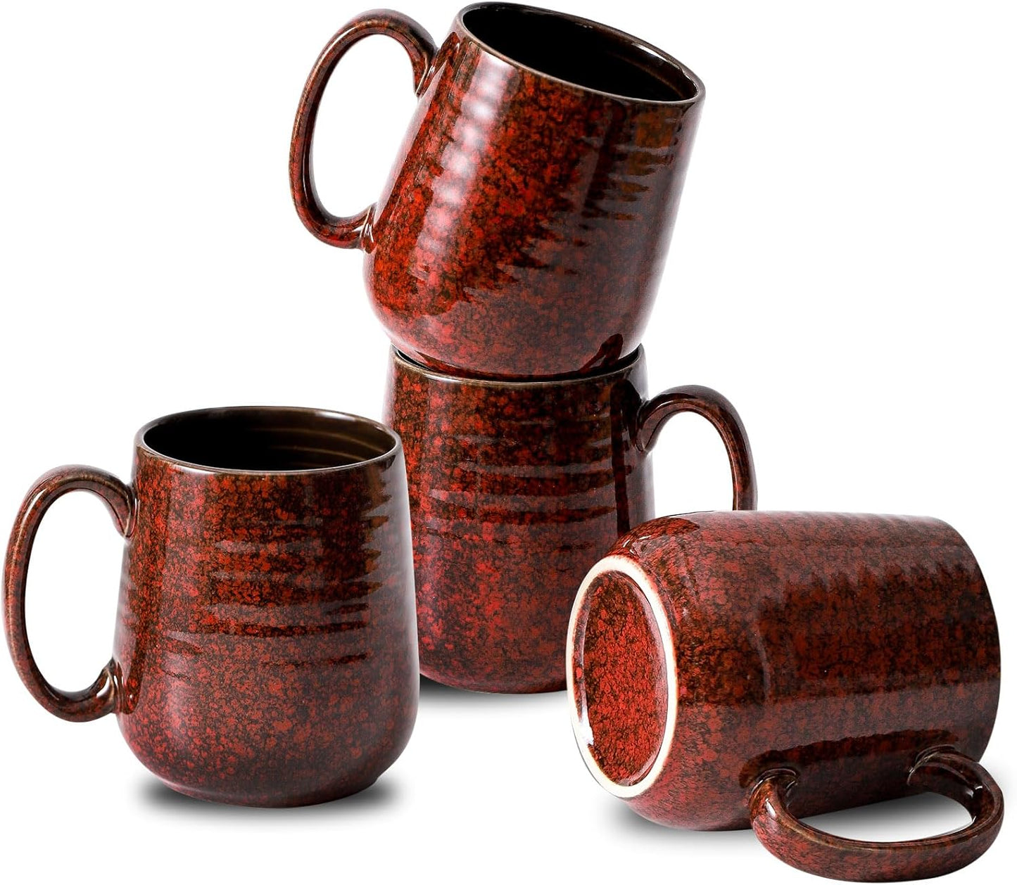 Hasense Coffee Mugs Set of 6, 12 Ounce Coffee Cups Set with Handle, Ceramic Tea Mugs for Kitchen, Blue Latte Mugs for Coffee,Cocoa, Tea, Stylish Mug Gift, Dishwasher and Microwave Safe