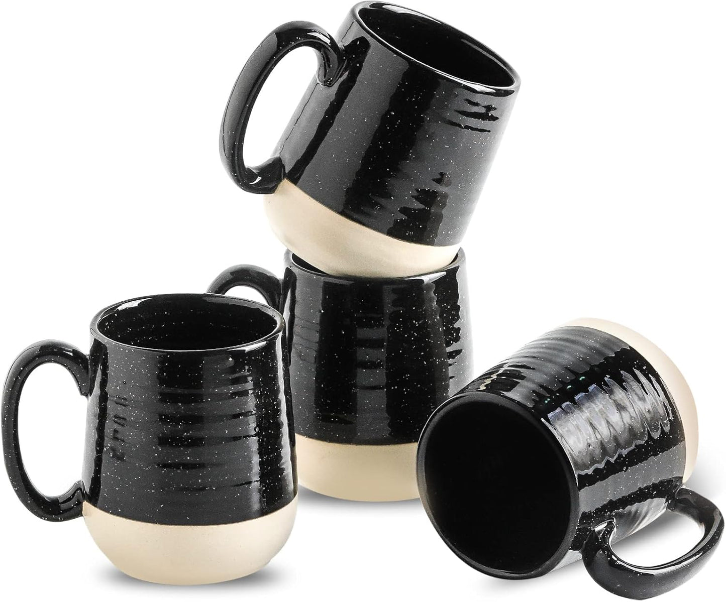Hasense Porcelain Coffee Mugs Set of 6, 15 Ounce Large Ceramic Coffee Cups Set with Handle for Latte, Tea, Cocoa and Hot Chocolate, Sky Blue Coffee Mugs for Men and Women, Microwave Safe