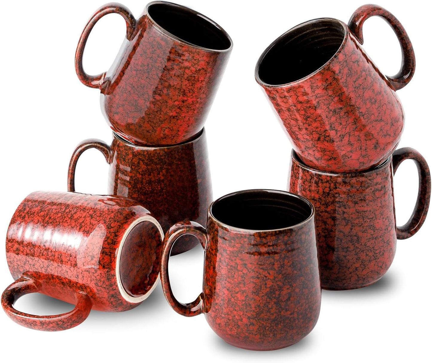 Hasense Coffee Mugs Set of 6, 12 Ounce Coffee Cups Set with Handle, Ceramic Tea Mugs for Kitchen, Blue Latte Mugs for Coffee,Cocoa, Tea, Stylish Mug Gift, Dishwasher and Microwave Safe