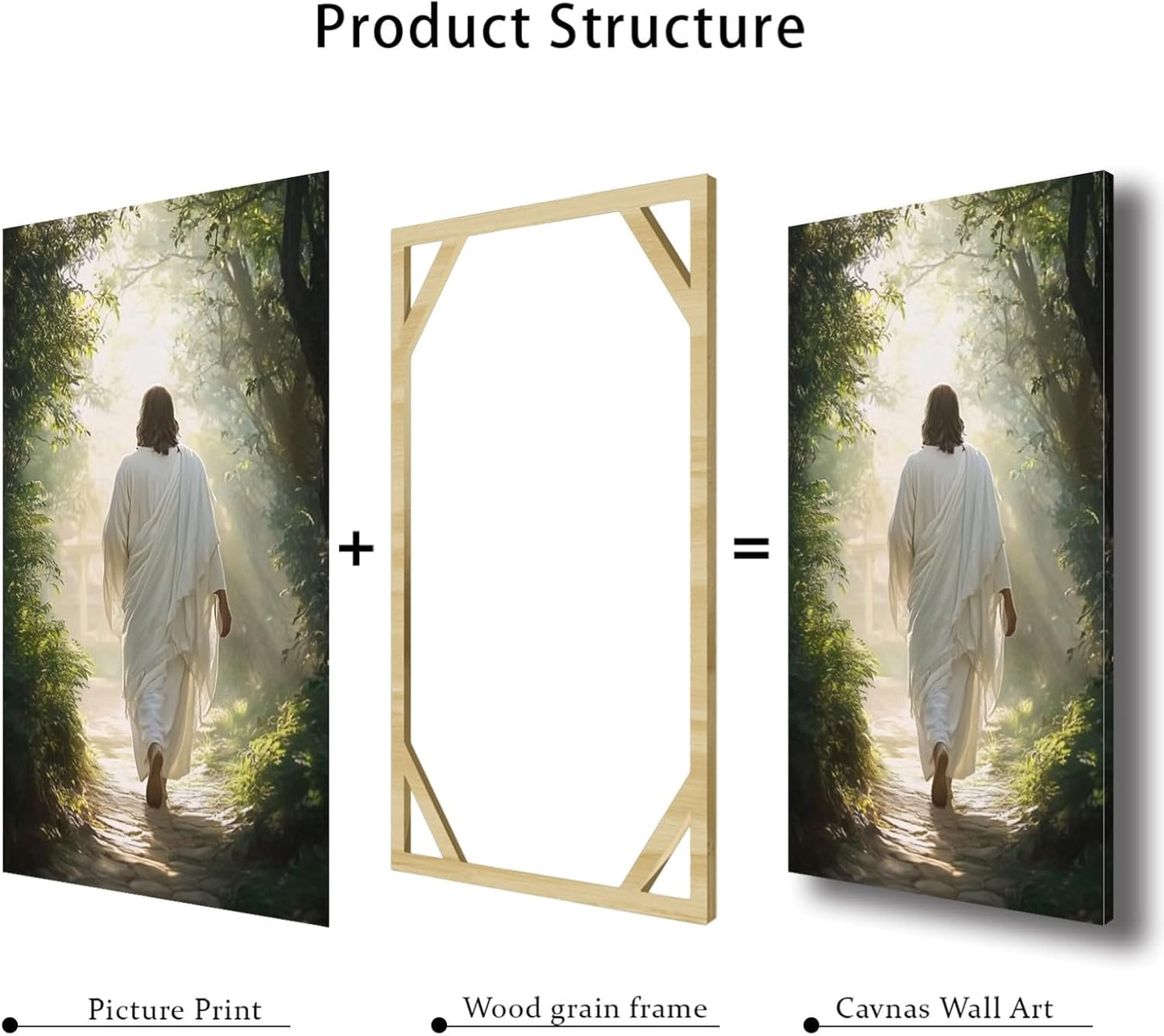 HOASDFO Jesus and Lamb Canvas Wall Prints, Jesus Canvas Wall Art, Christ Painting Decor, Christian Religious Poster Picture, Religious Spirit Artwork for Church Living Room (24" x 36" x 3pc)