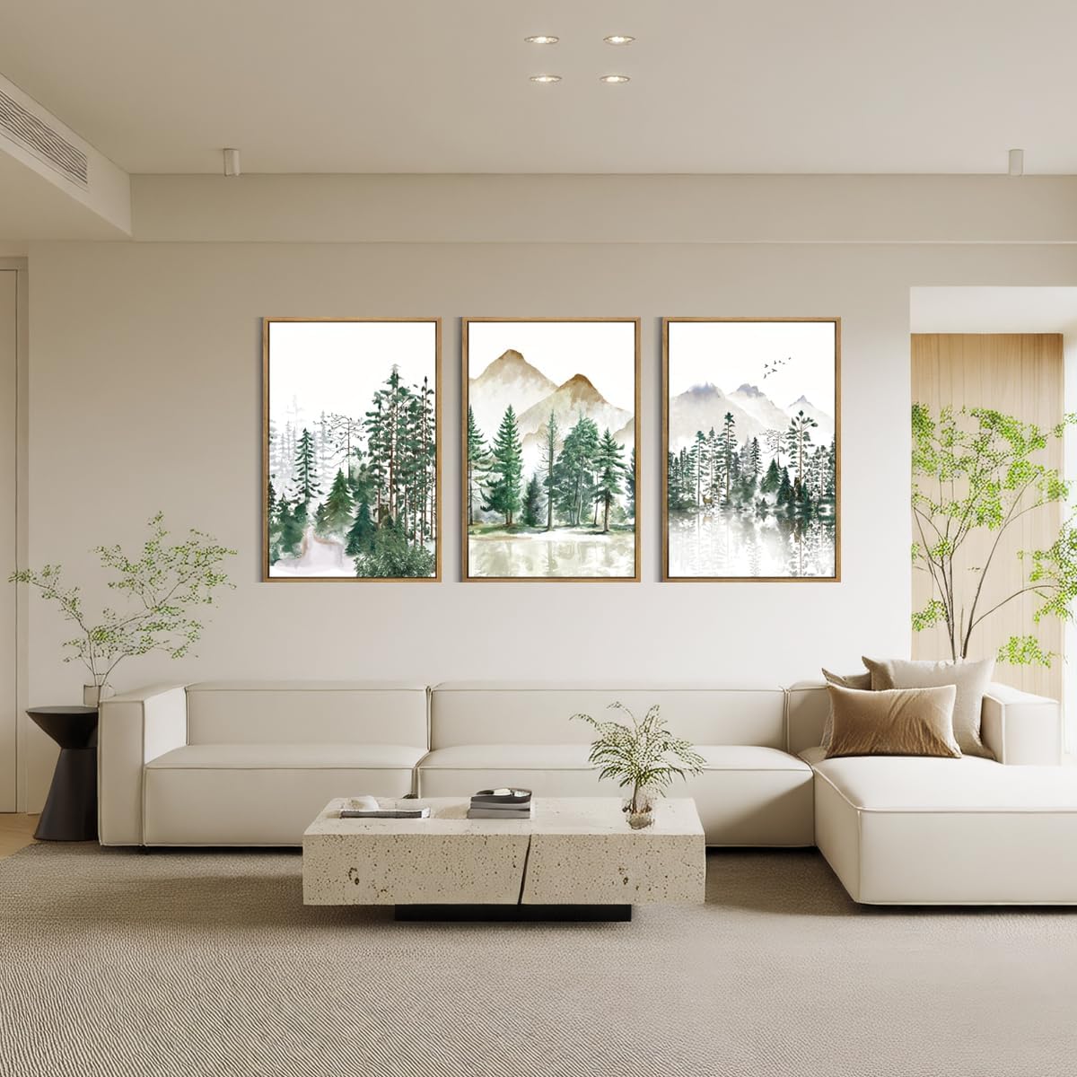ANHUIB Jesus Wall Art 16x24 Inch Jesus Feeds The 5000 Canvas Wall Art Set of 3 Framed Christian Wall Decor Modern Abstract Art Print for Living Room Bedroom Office