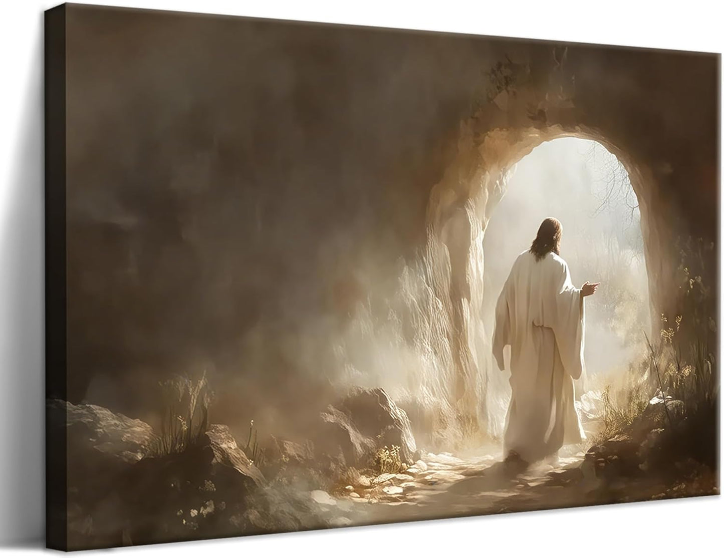 Framed Jesus Canvas Wall Art, Christian The Hand of God Wall Decor Painting, Religion Bible Pictures Posters Prints for Church Prayer Room Living Room Home Decor 24x36 In