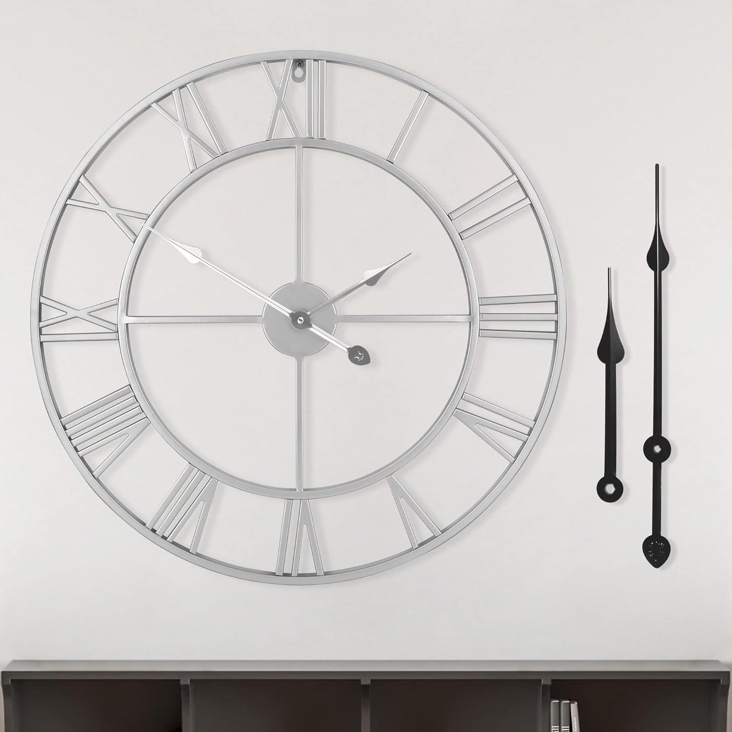 LEIKE 40 Inch Extra Large Wall Clock, Decorative Oversized Arabic Numerals Battery Operated Black Metal Wall Clocks for Living Room,Kitchen,Office, Farmhouse,Entrance Decor