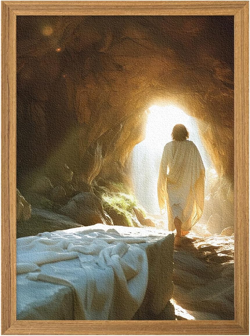 Framed Jesus Canvas Wall Art, Christian The Hand of God Wall Decor Painting, Religion Bible Pictures Posters Prints for Church Prayer Room Living Room Home Decor 24x36 In