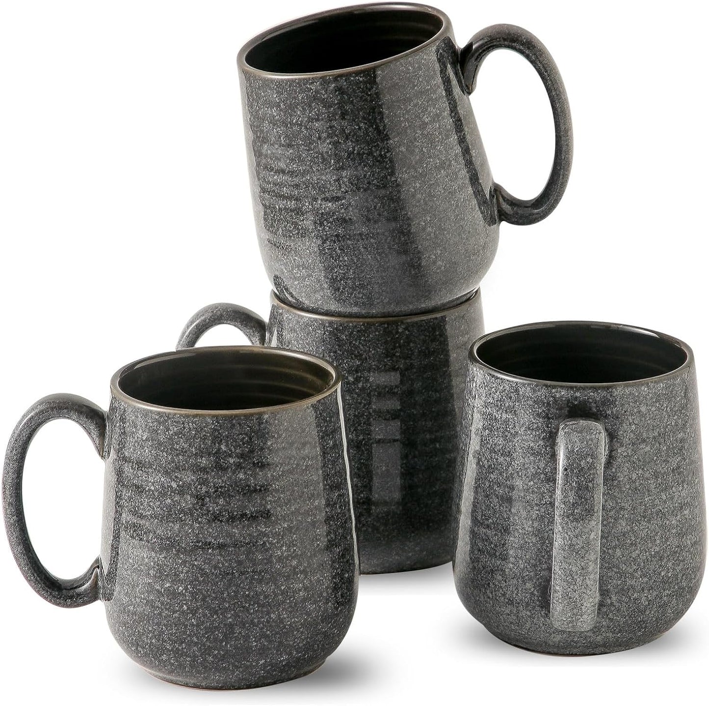 Hasense Porcelain Coffee Mugs Set of 6, 15 Ounce Large Ceramic Coffee Cups Set with Handle for Latte, Tea, Cocoa and Hot Chocolate, Sky Blue Coffee Mugs for Men and Women, Microwave Safe