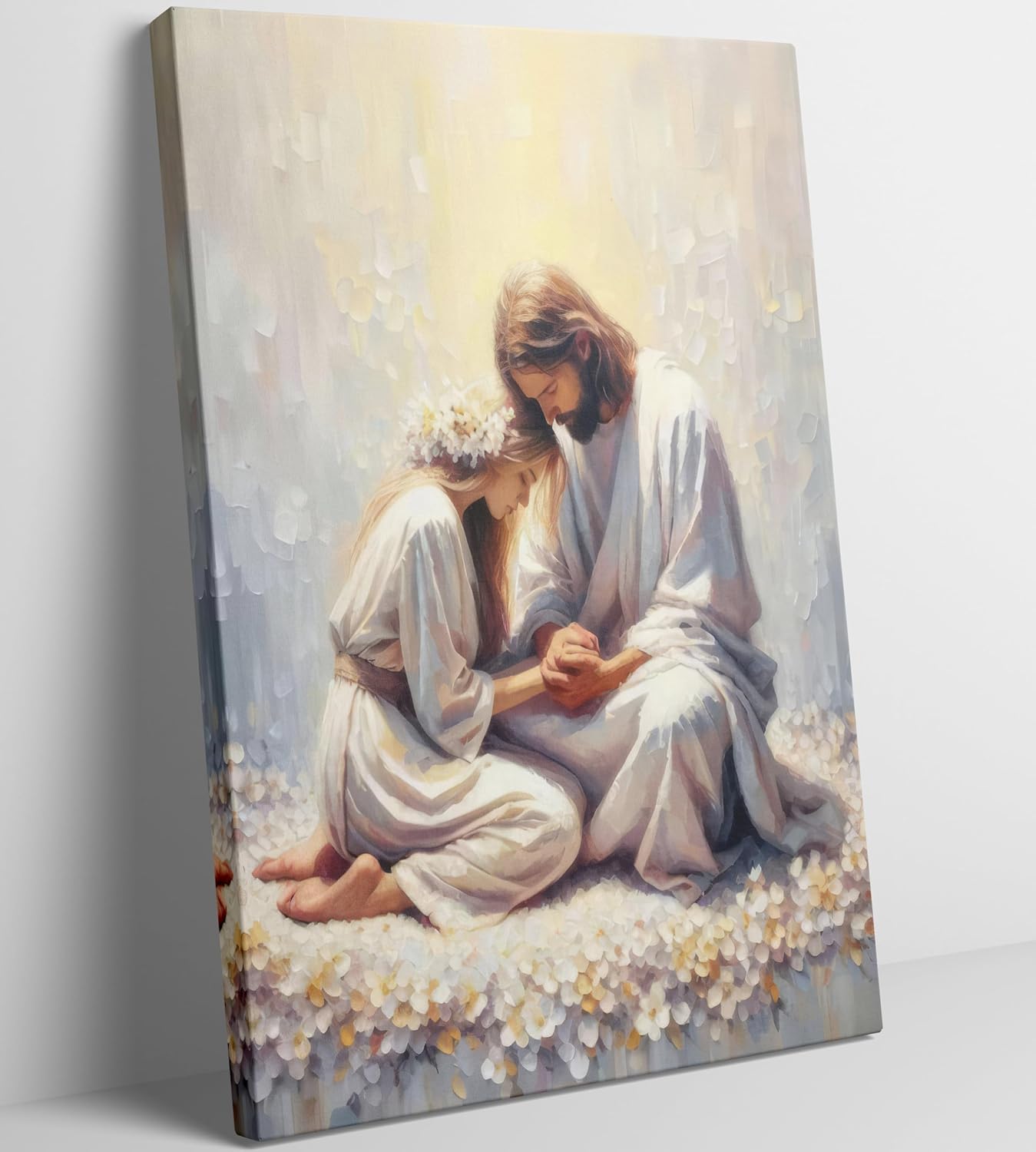 Jesus and Lamb Canvas Wall Art The Lost Lamb Christian Painting Picture Wall Decor God Religious Belief Poster Print Artwork for Church Bedroom Living Room Home Decoration,36x24in Canvas