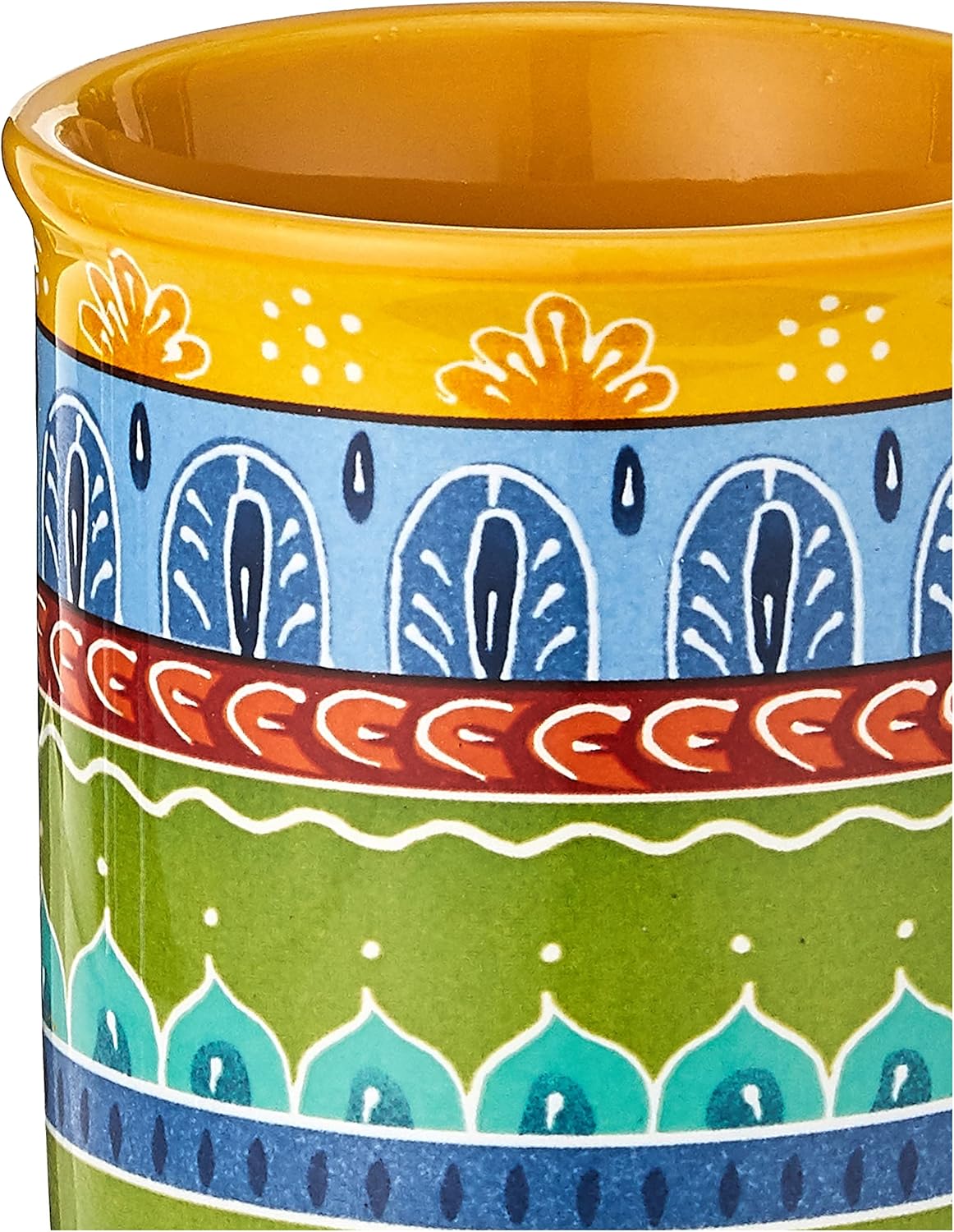 Valencia Mugs Set of 4 – 16 oz Colorful Ceramic Coffee Cups with Bold Multicolor Patterns, Microwave & Dishwasher Safe, Boho Kitchen Drinkware for Tea, Cocoa & More