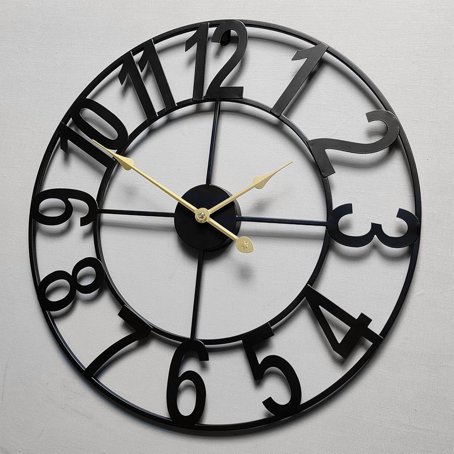 Large Outdoor Clock, 30 Inch Silent Non-Ticking Battery Operated Outdoor Wall Clock, Black Modern Metal Wall Clock for Patio, Porch, Pool Area, Kitchen, Bedroom, Living Room, Farmhouse Decor