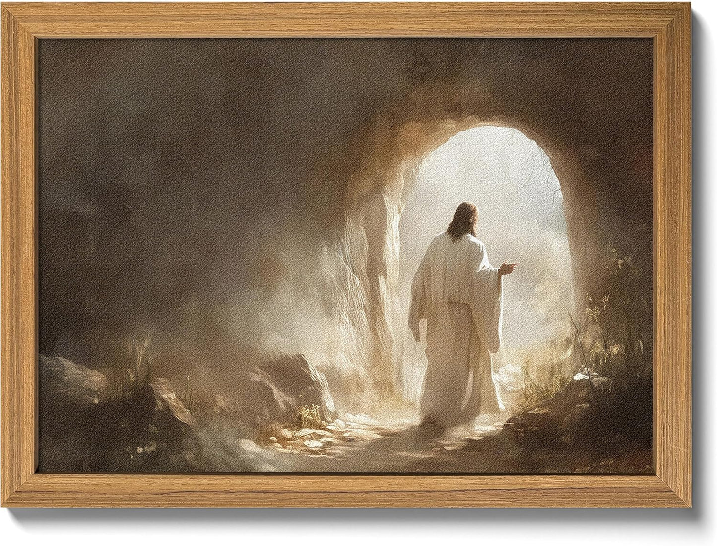 Framed Jesus Canvas Wall Art, Christian The Hand of God Wall Decor Painting, Religion Bible Pictures Posters Prints for Church Prayer Room Living Room Home Decor 24x36 In